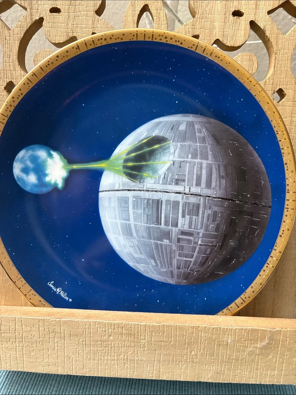 Collector’s Space-Themed Star Wars Decorative Plate in Blue and Gray